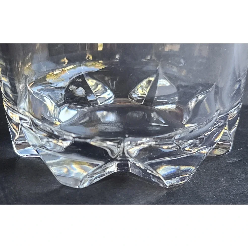 Vintage Made in Italy 1960's Clear Glass Ice Bucket Faceted Base Tab Handles